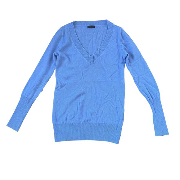 J. Crew Collection Cashmere V-Neck Sweater Periwinkle Blue SAMPLE - Picture 1 of 8